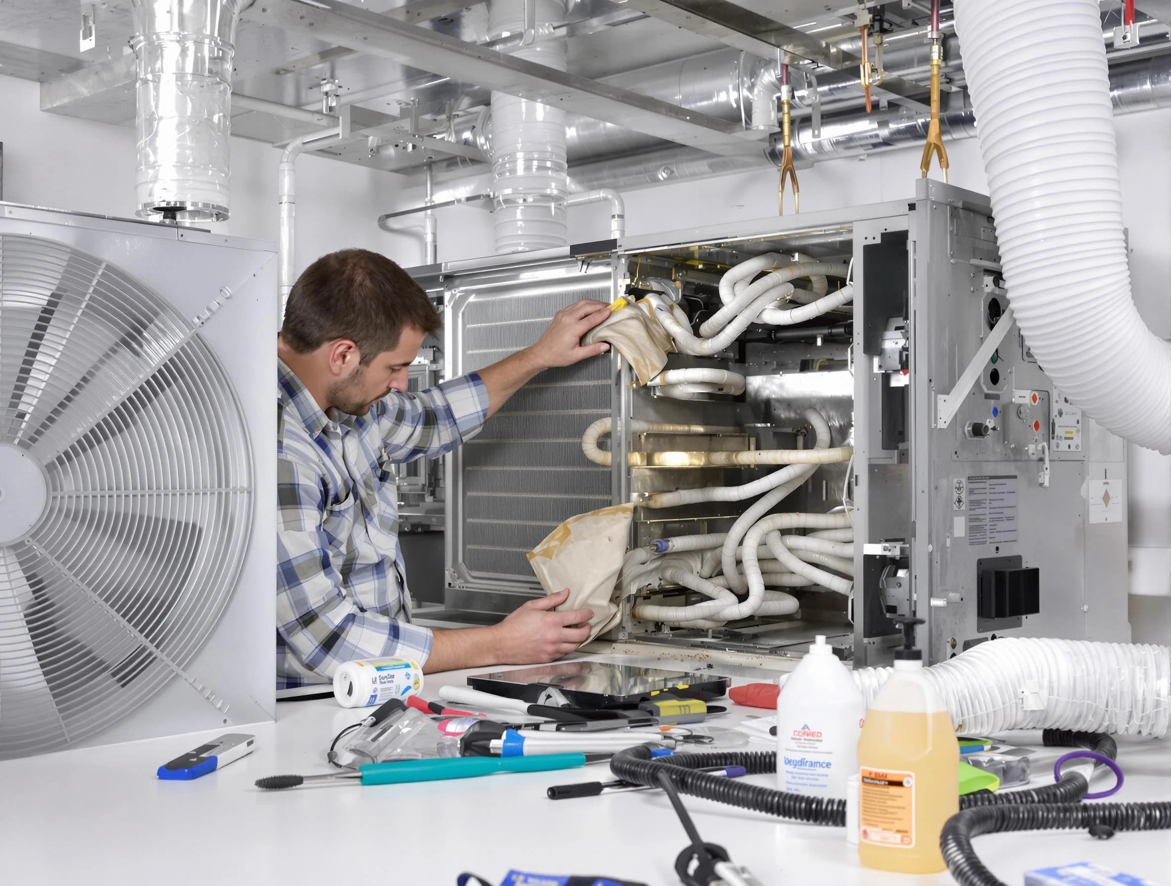 Mount Pleasant Air Duct Cleaning specialist performing precision AC coil cleaning in Mount Pleasant