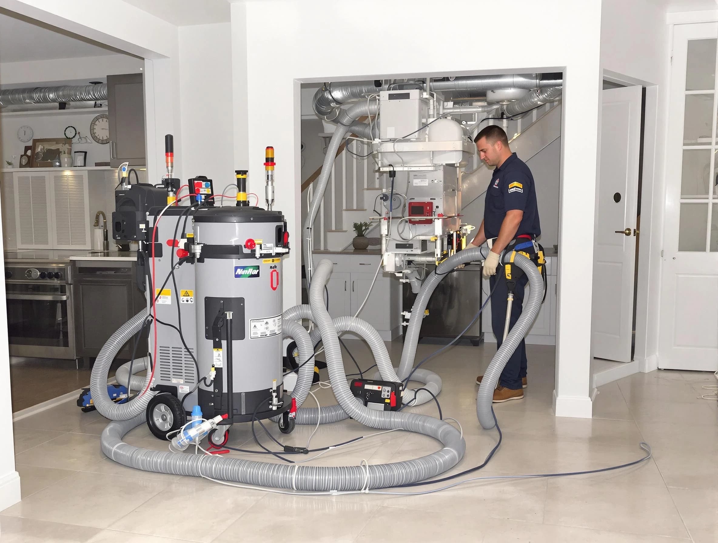 Mount Pleasant Air Duct Cleaning technician operating negative pressure cleaning equipment for thorough duct maintenance in Mount Pleasant