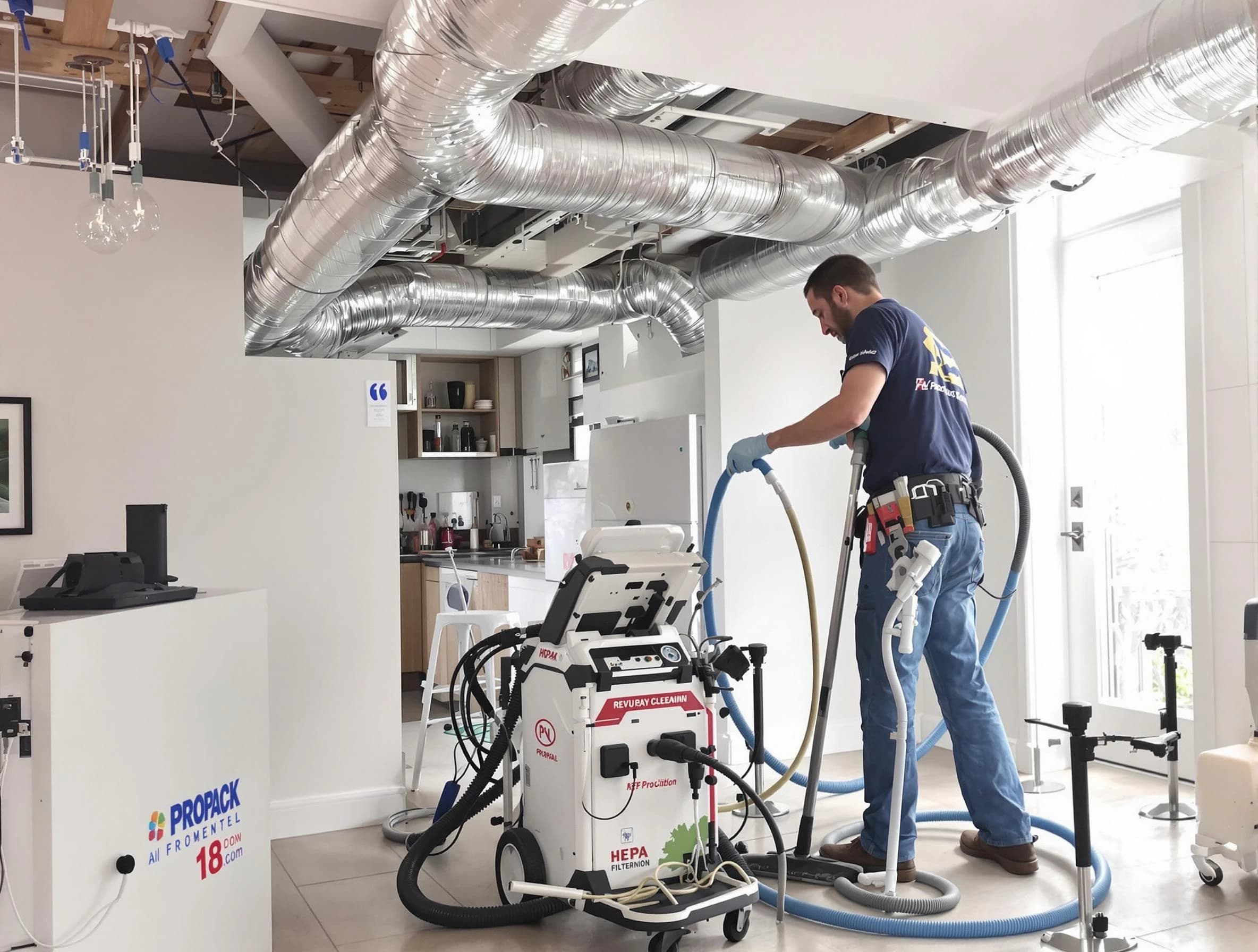 Mount Pleasant Air Duct Cleaning technician performing advanced pure duct cleaning with specialized equipment in Mount Pleasant