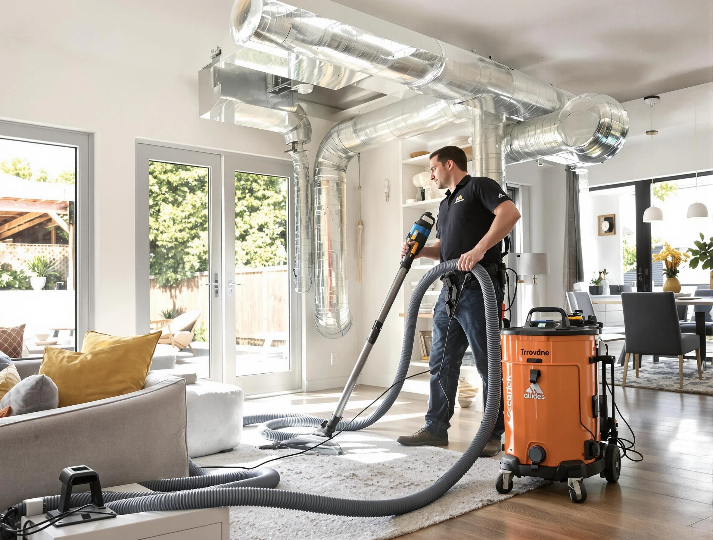 Mount Pleasant Air Duct Cleaning specialist performing thorough residential duct cleaning using advanced equipment in Mount Pleasant
