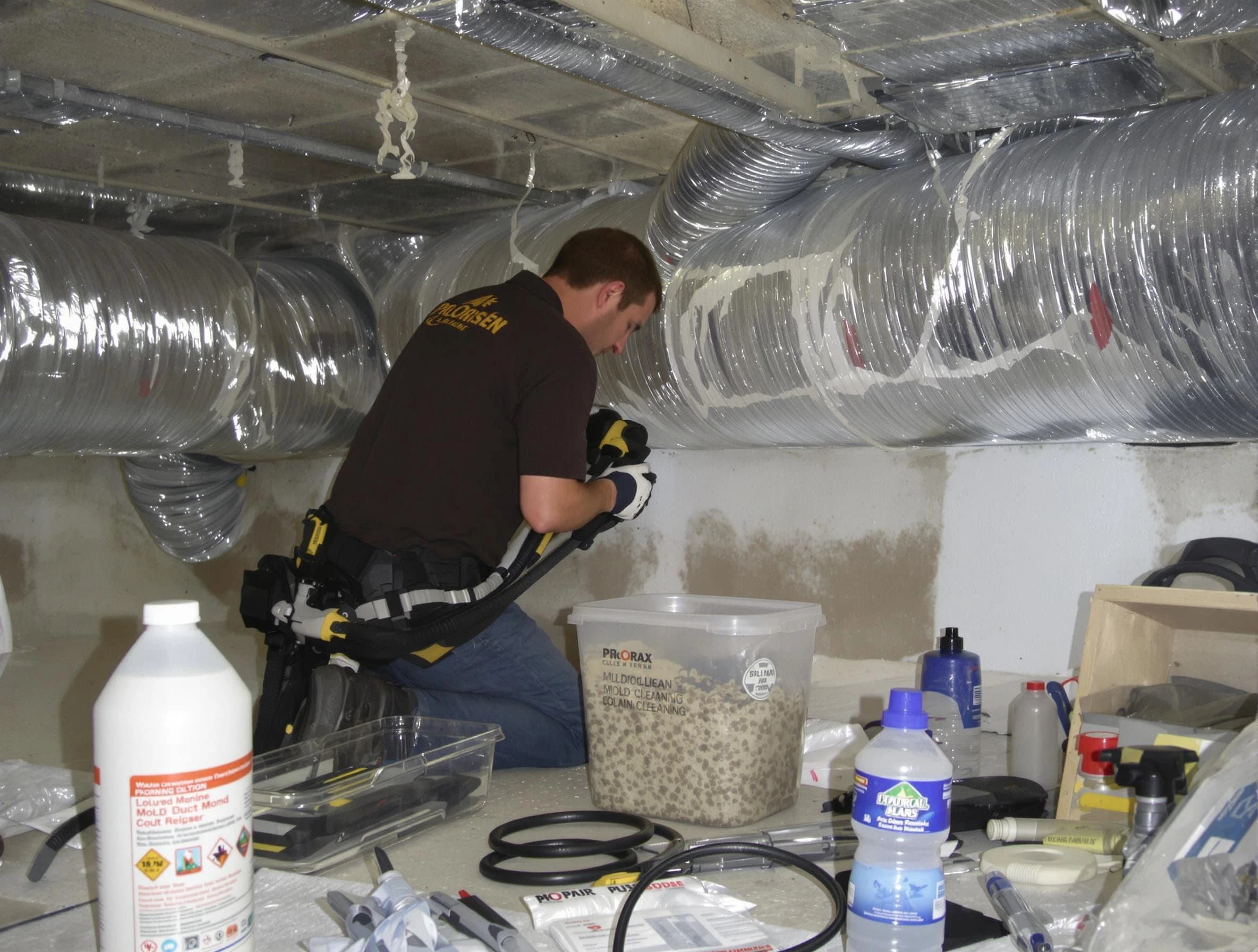 Mount Pleasant Air Duct Cleaning specialist performing professional mold removal from air ducts in Mount Pleasant