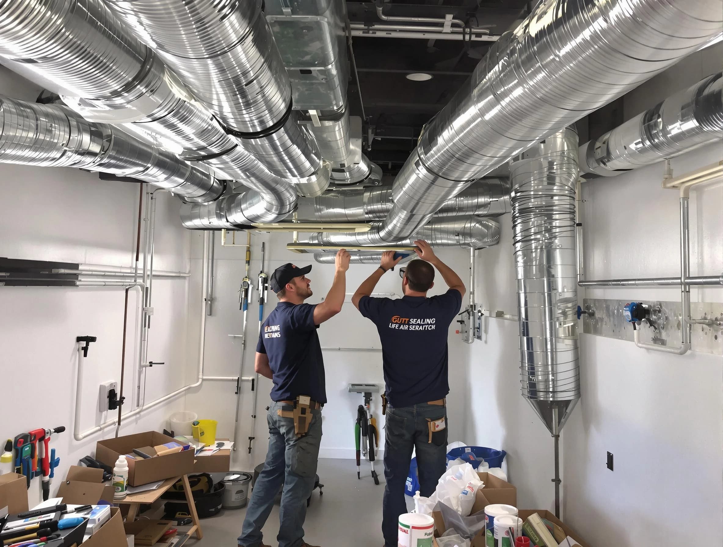 Mount Pleasant Air Duct Cleaning technician applying professional duct sealing solutions in Mount Pleasant