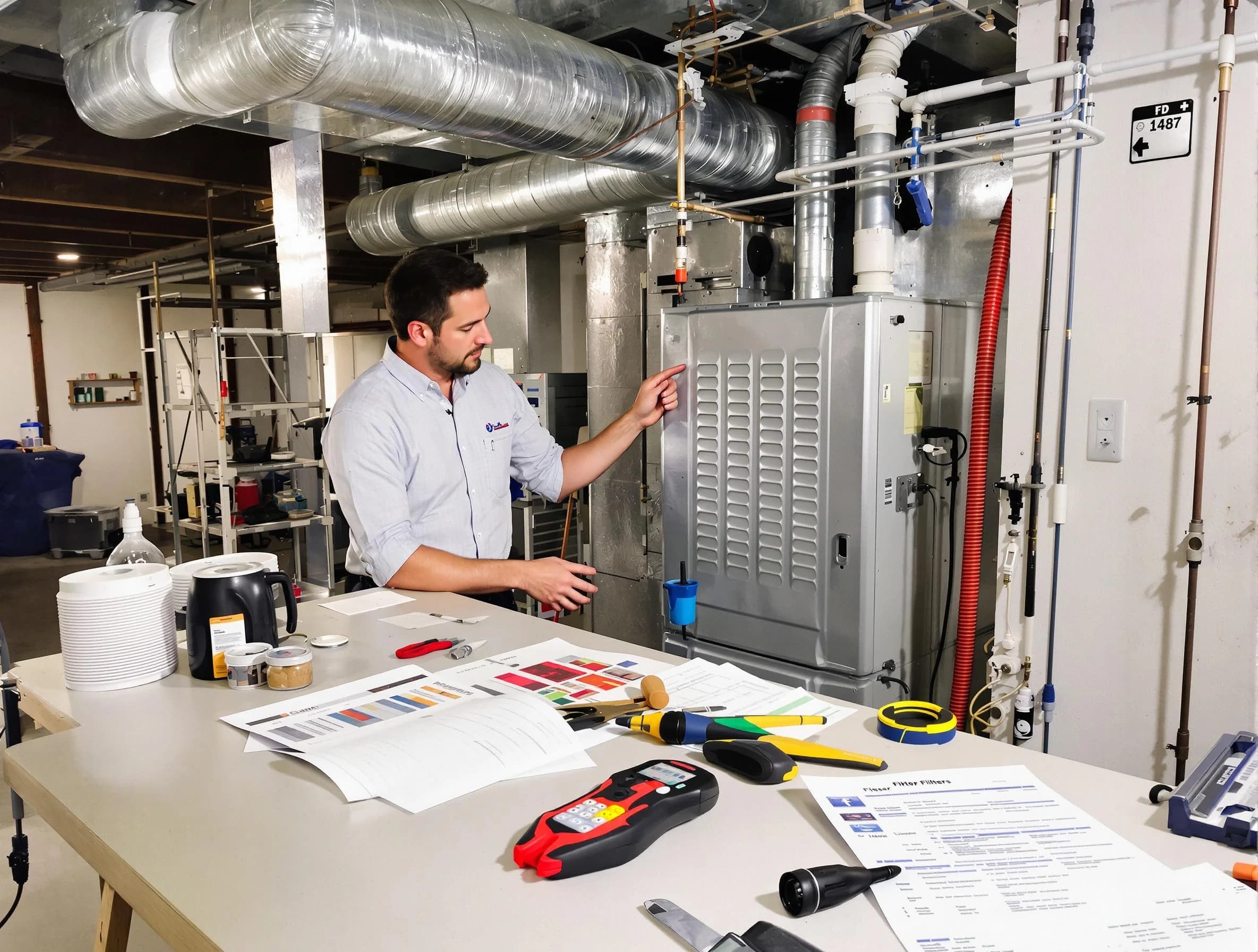 Mount Pleasant Air Duct Cleaning inspector conducting detailed filter system evaluation using professional diagnostic tools in Mount Pleasant