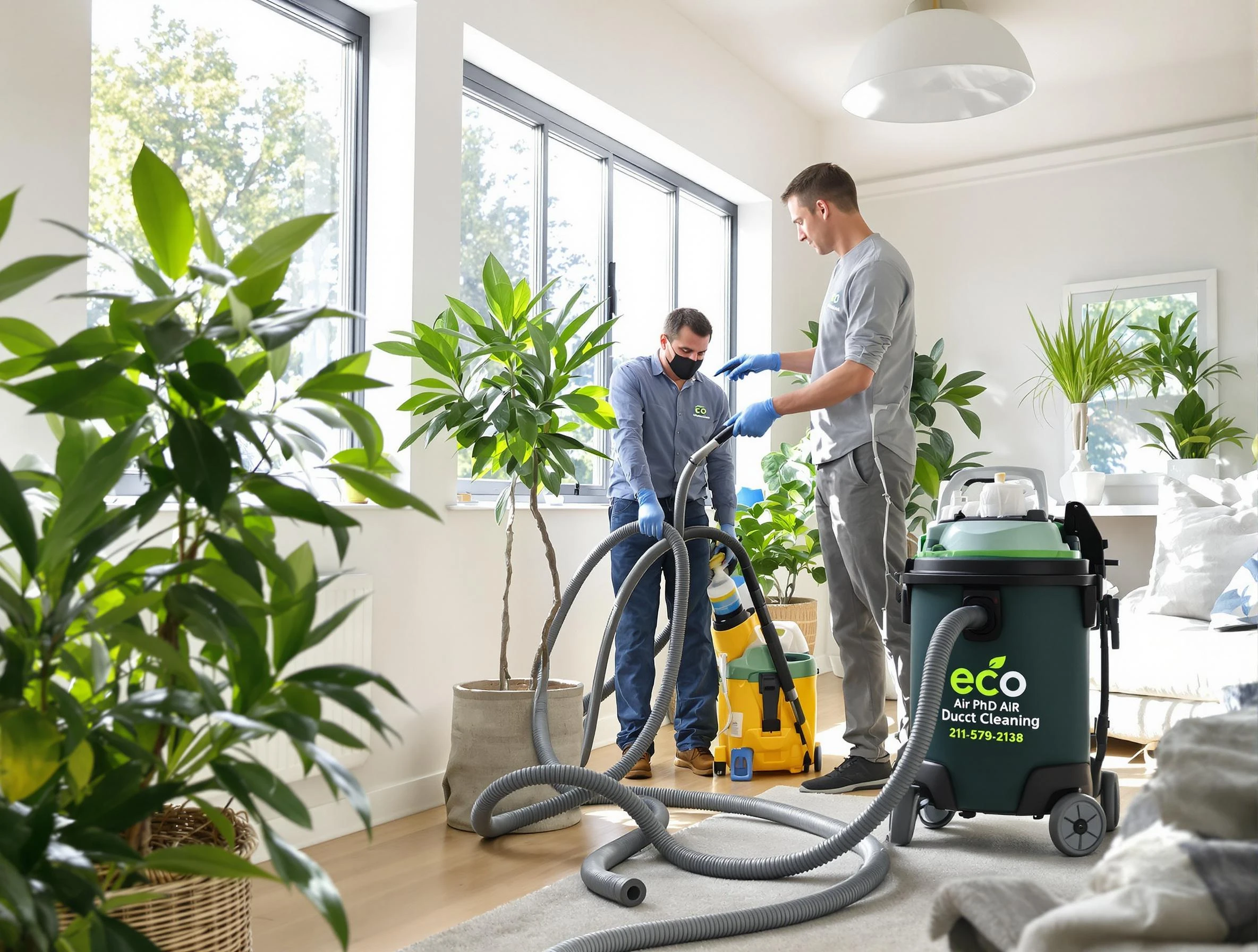 Mount Pleasant Air Duct Cleaning technician performing eco-friendly duct cleaning using sustainable methods in Mount Pleasant