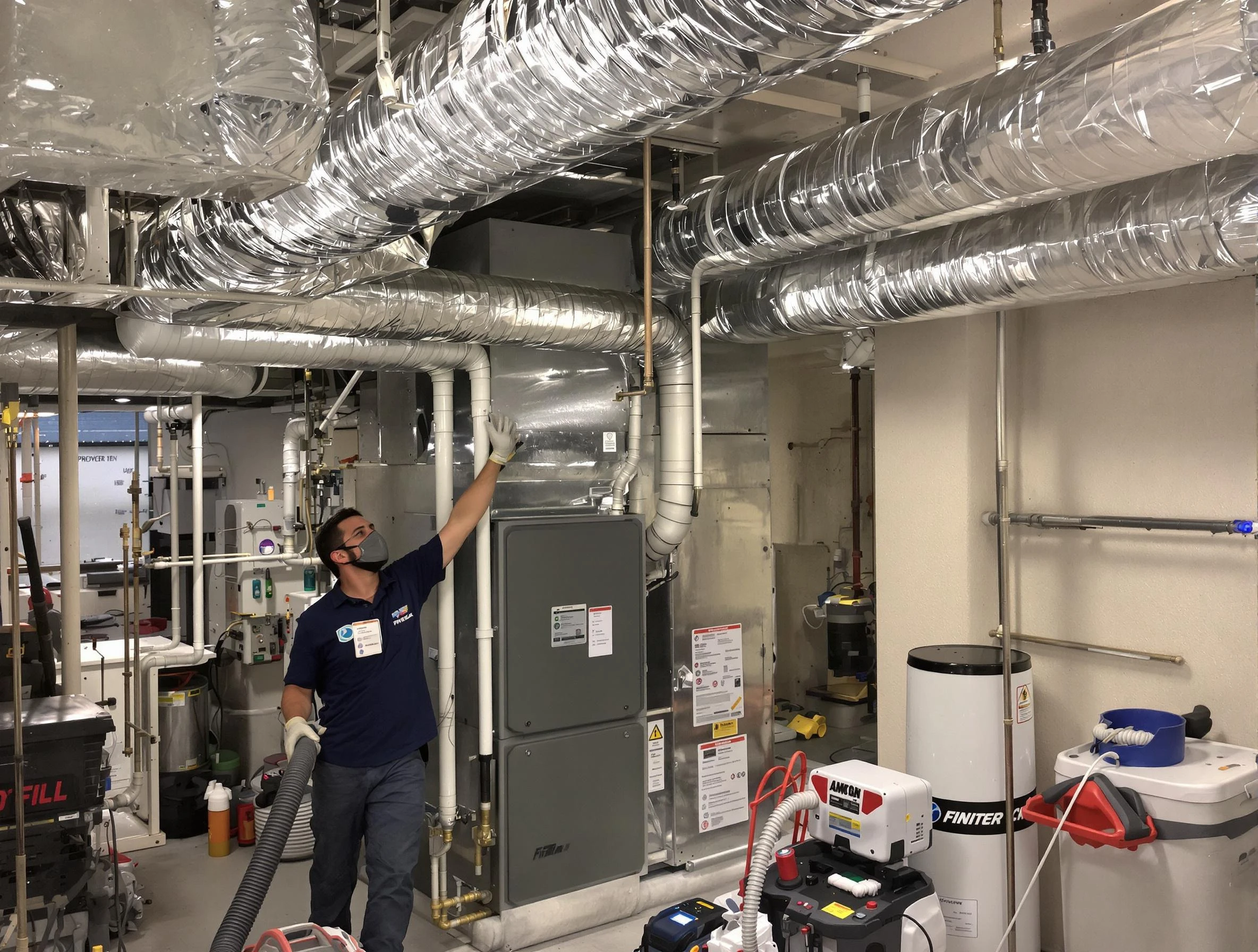 Mount Pleasant Air Duct Cleaning specialist performing thorough furnace duct cleaning in a Mount Pleasant residence