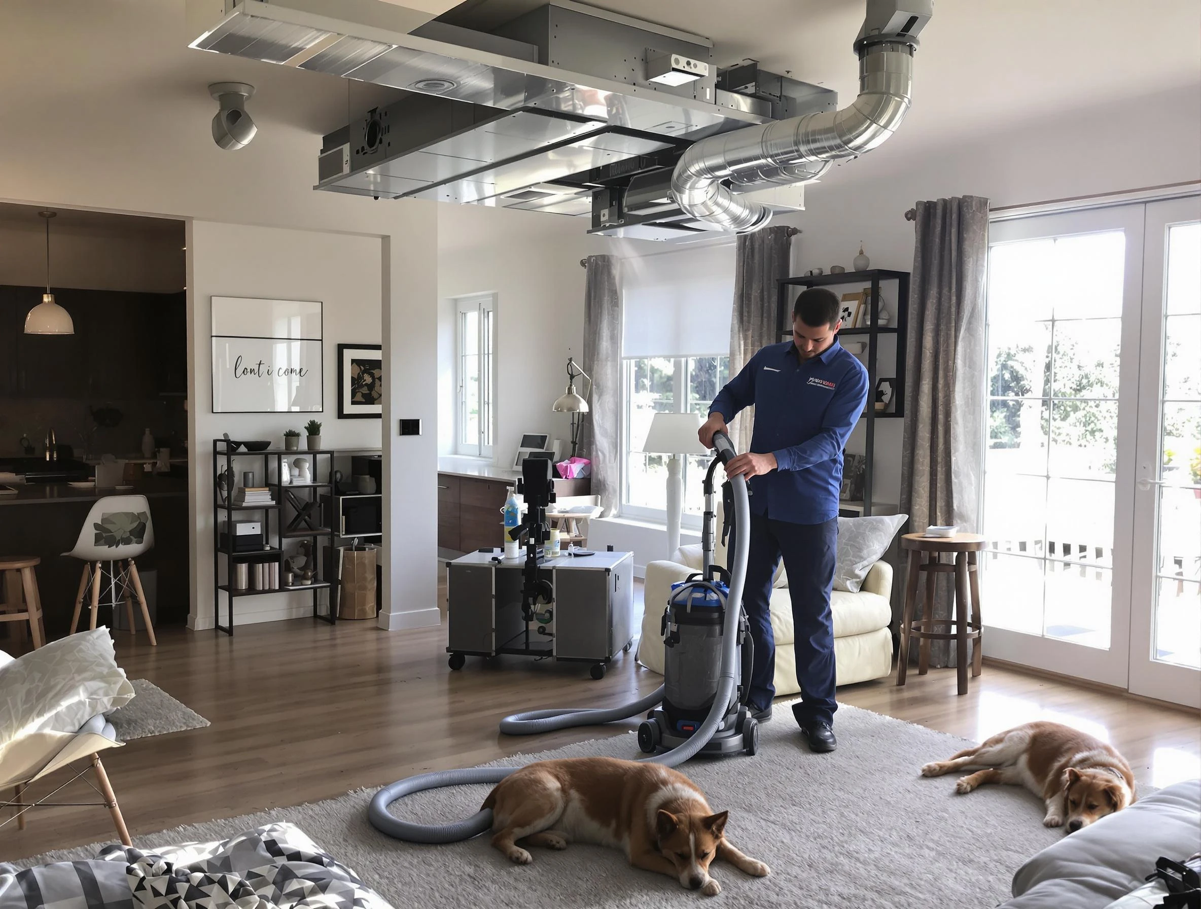Mount Pleasant Air Duct Cleaning technician performing detailed indoor duct cleaning for improved air quality in Mount Pleasant