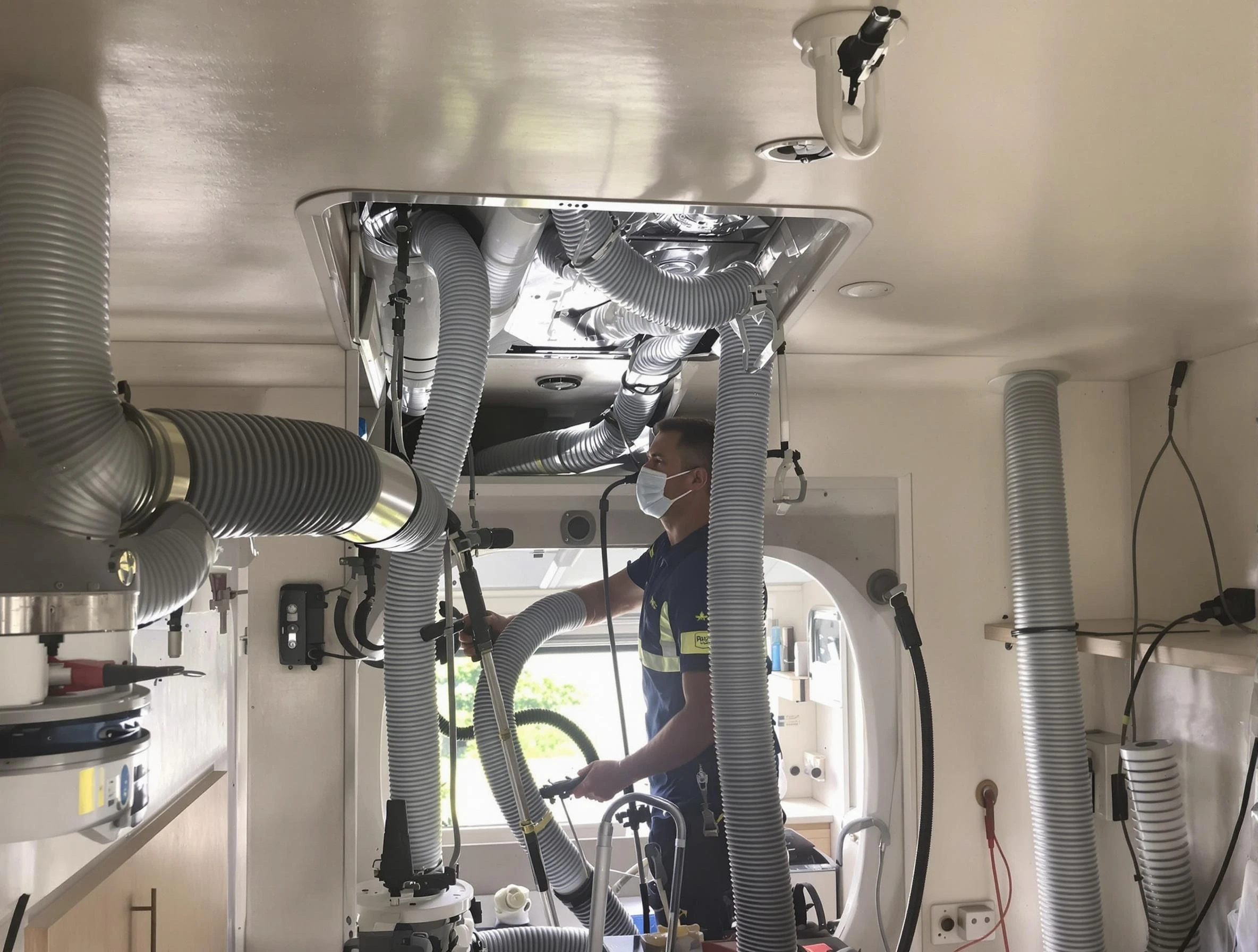 Mount Pleasant Air Duct Cleaning specialist performing precise mobile home duct cleaning in Mount Pleasant