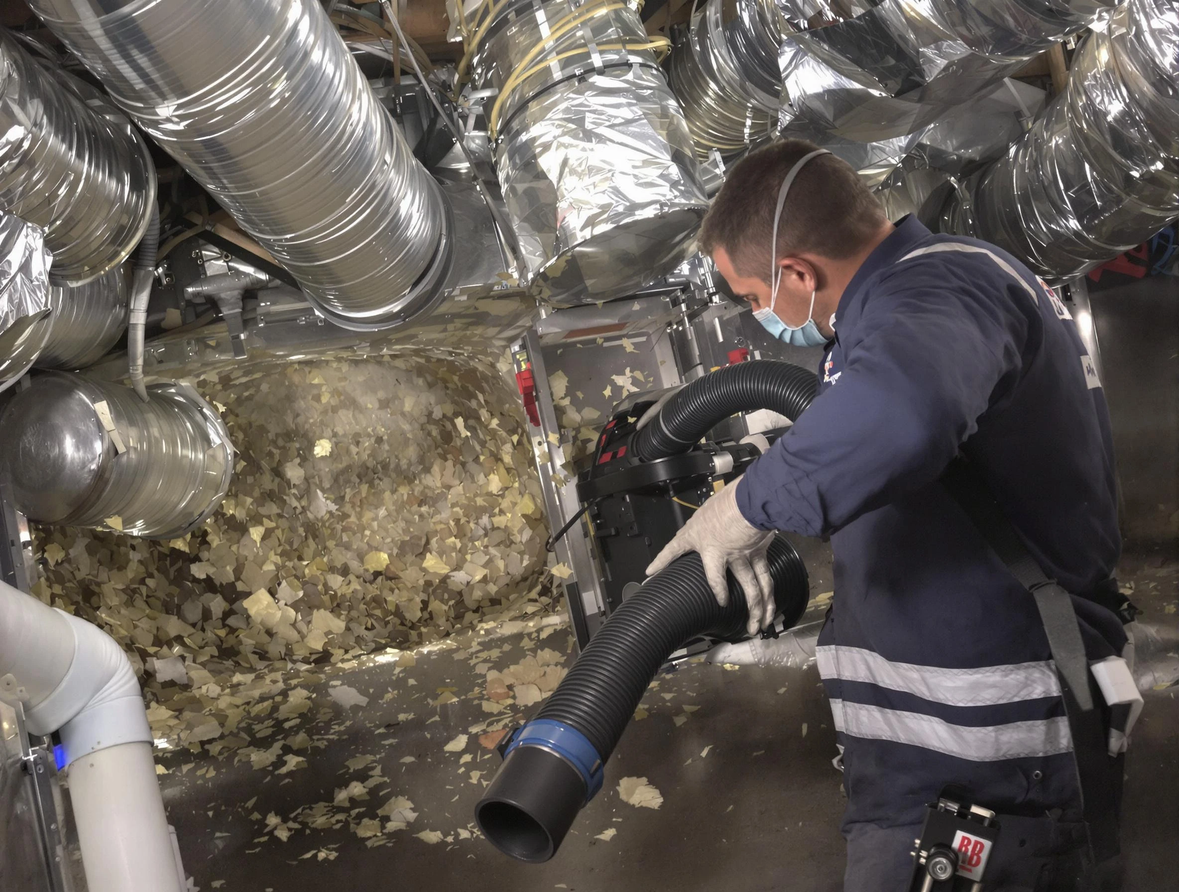 Mount Pleasant Air Duct Cleaning specialist operating negative pressure cleaning equipment for thorough duct maintenance in Mount Pleasant